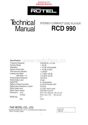 Rotel-RCD990-cd-sm 维修电路原理图.pdf