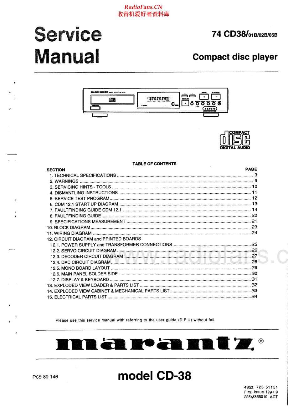 Marantz-CD38-cd-sm 维修电路原理图.pdf_第1页