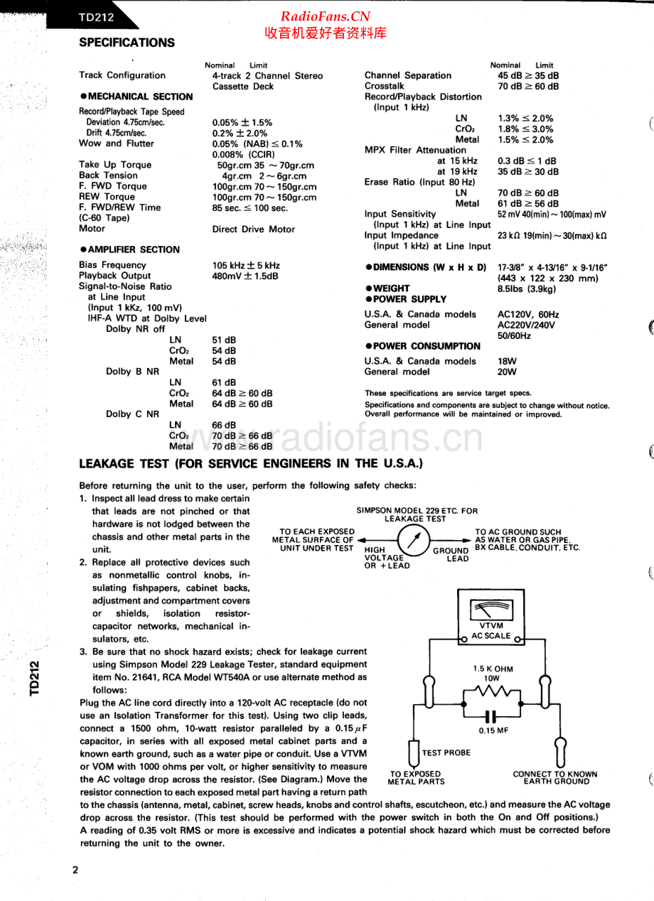 HarmanKardon-TD212-tape-sm维修电路原理图.pdf_第2页