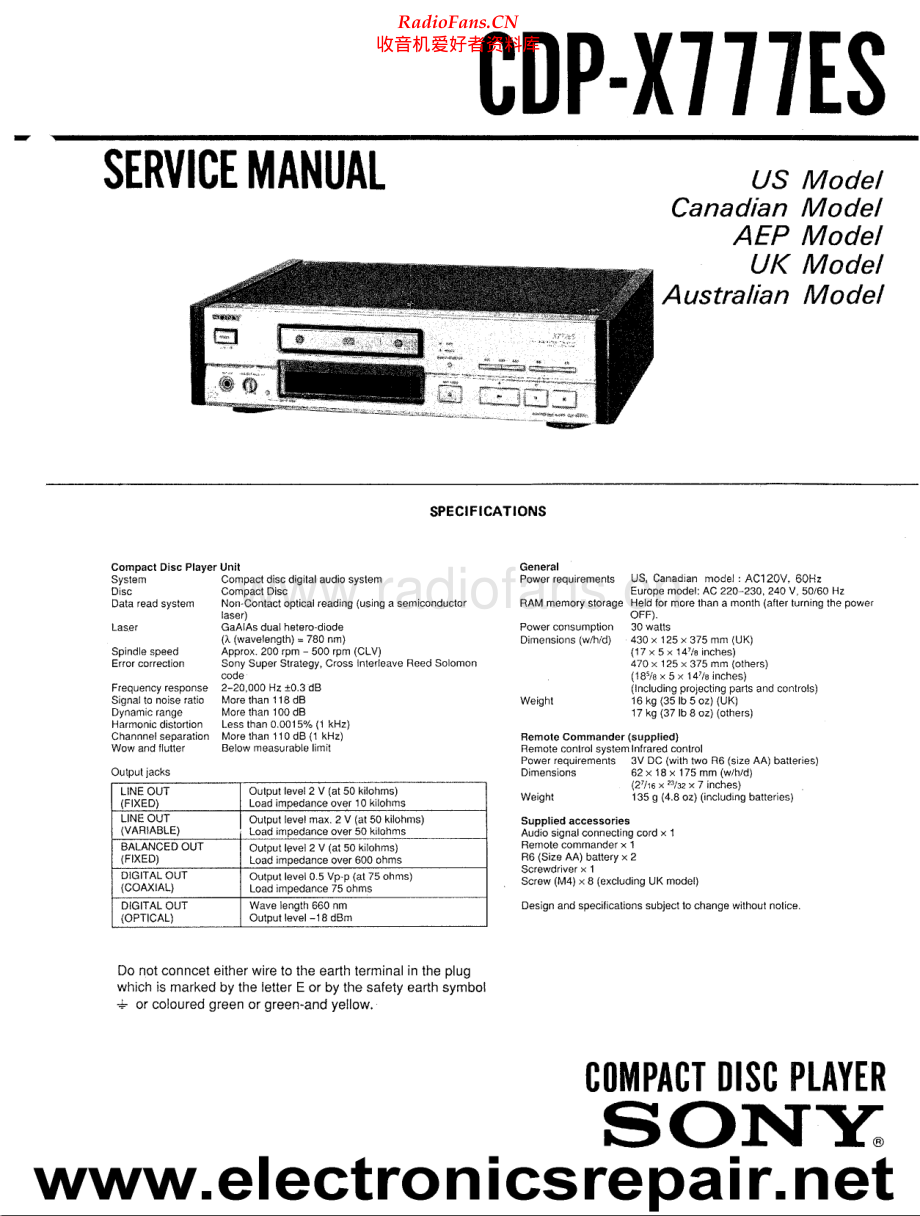 Sony-CDPX777ES-cd-sm 维修电路原理图.pdf_第1页