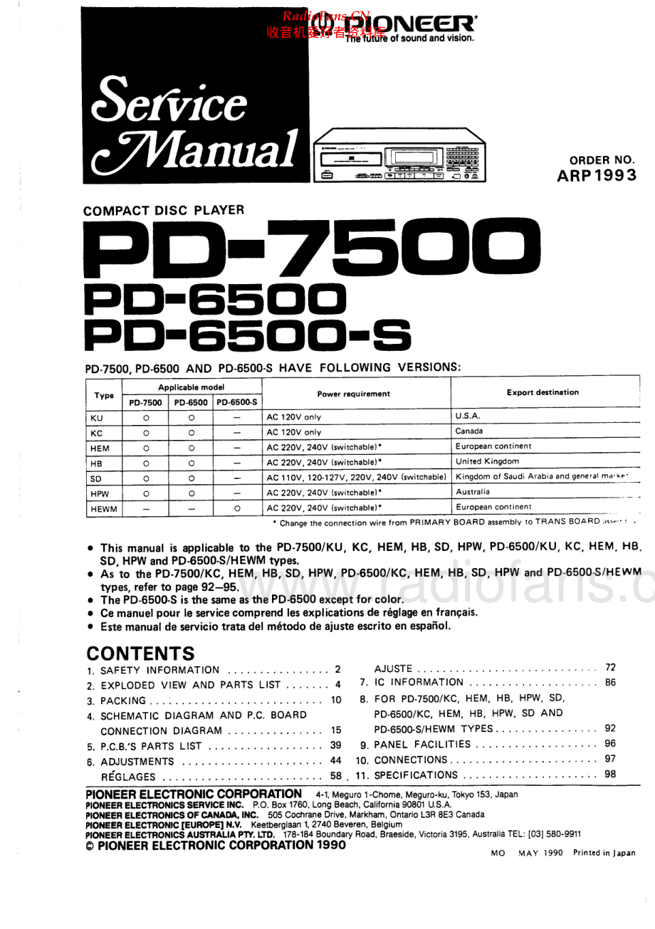 Pioneer-PD6500S-cd-sm 维修电路原理图.pdf_第1页