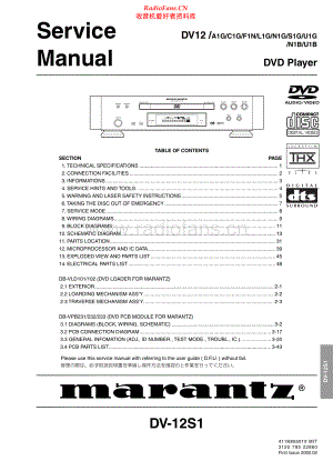 Marantz-DV12-cd-sm 维修电路原理图.pdf
