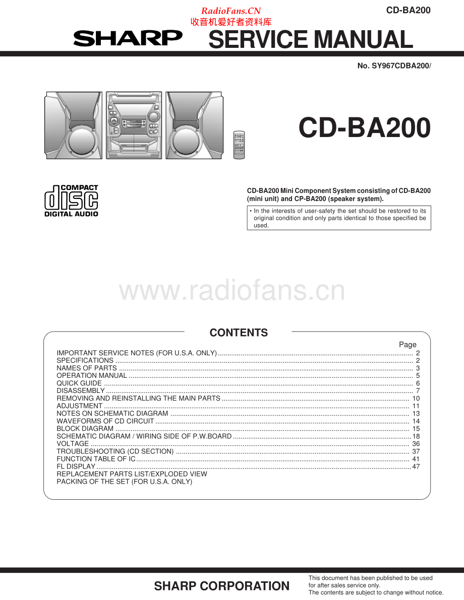 Sharp-CDBA200-cs-sm 维修电路原理图.pdf_第1页