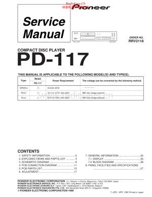 Pioneer-PD117-cd-sm 维修电路原理图.pdf