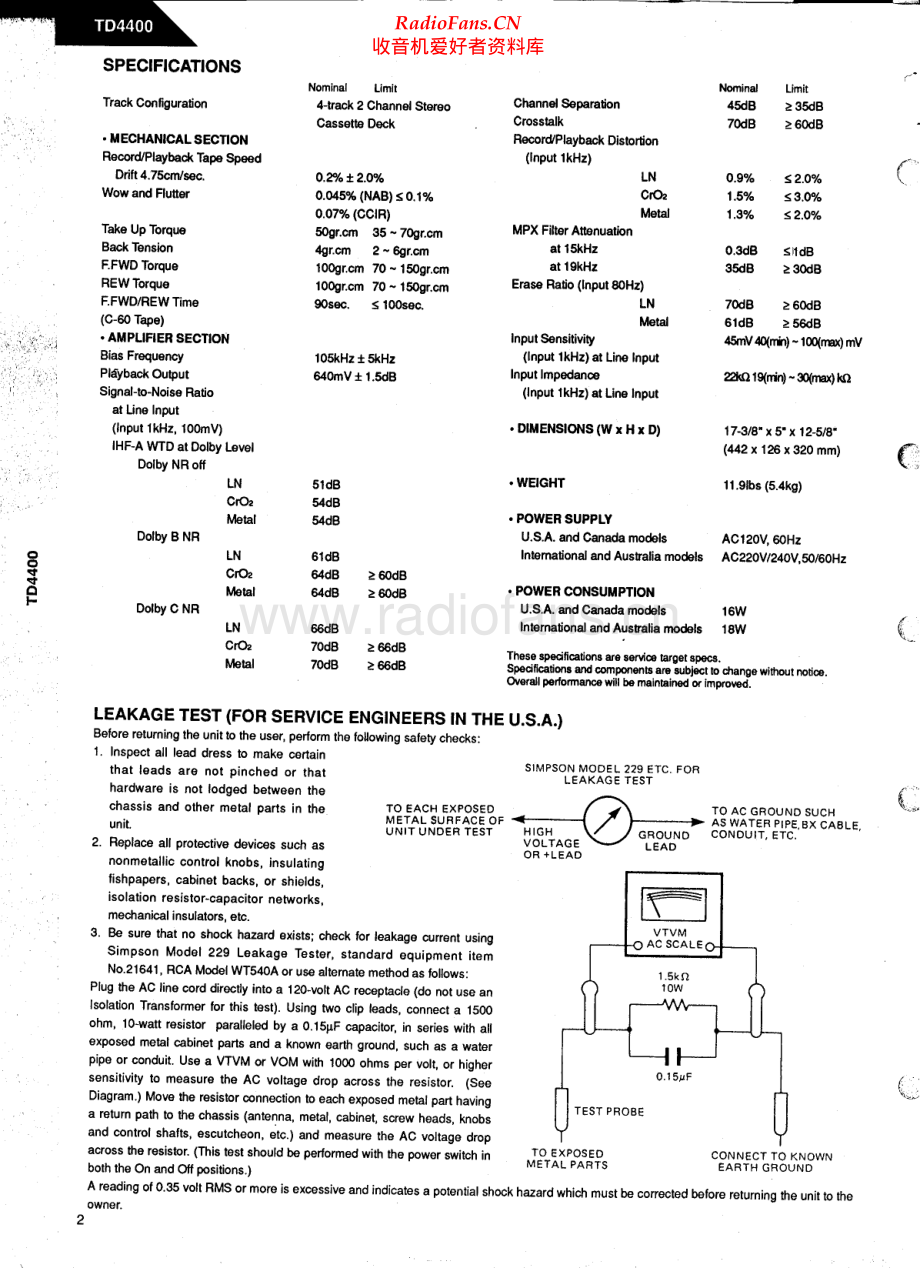 HarmanKardon-TD4400-tape-sm维修电路原理图.pdf_第2页