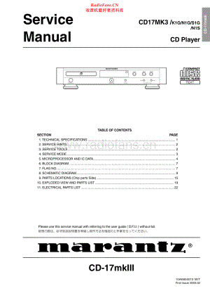 Marantz-CD17MK3-cd-sm 维修电路原理图.pdf