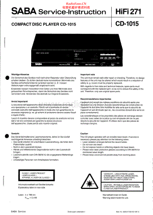 Saba-CD1015-tape-sm 维修电路原理图.pdf