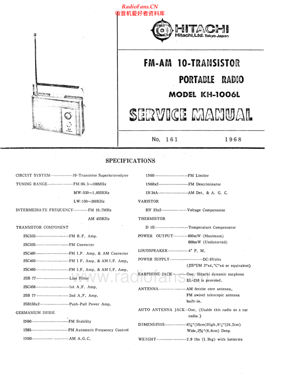 Hitachi-KH1006L-pr-sm 维修电路原理图.pdf_第1页