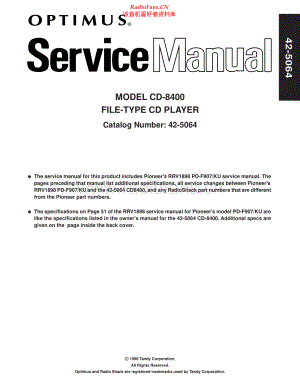 Pioneer-CD8400-cd-sm 维修电路原理图.pdf