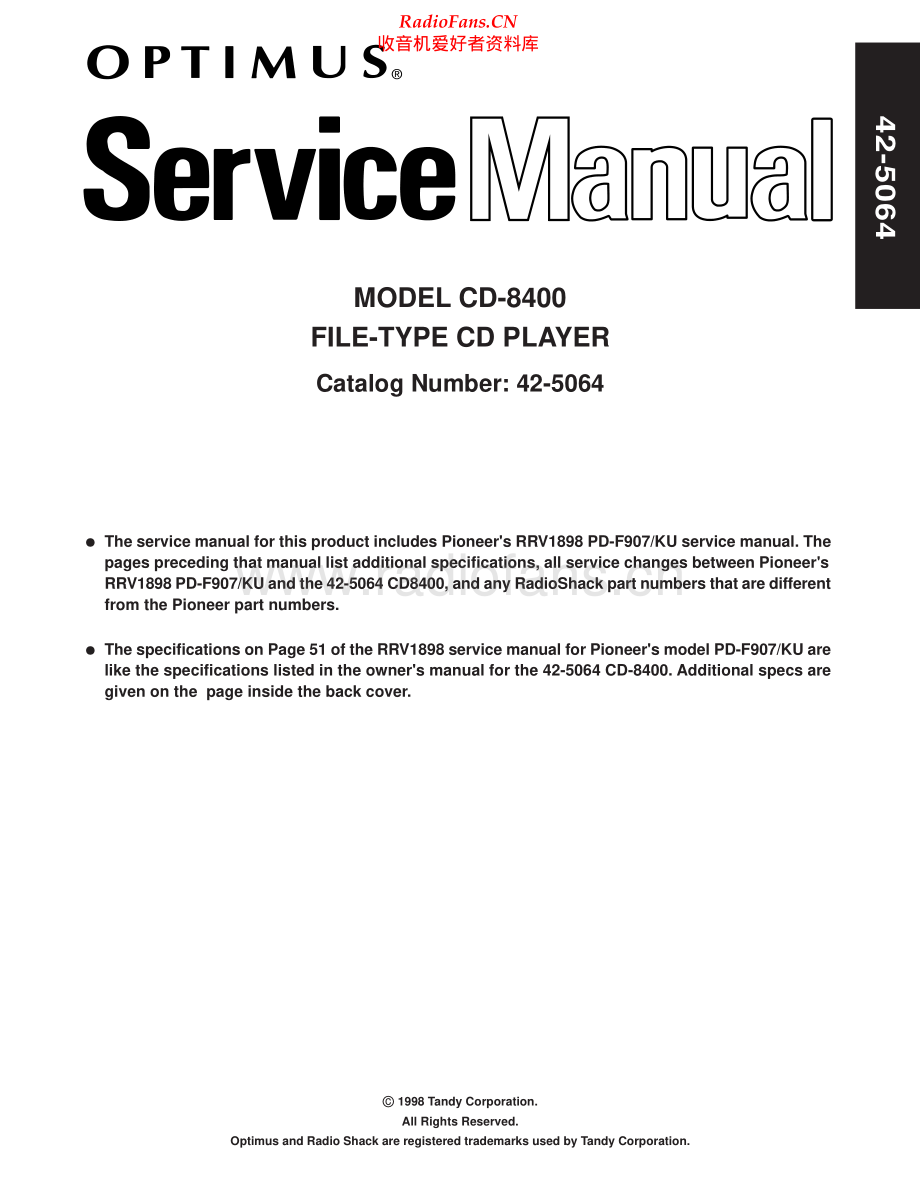 Pioneer-CD8400-cd-sm 维修电路原理图.pdf_第1页