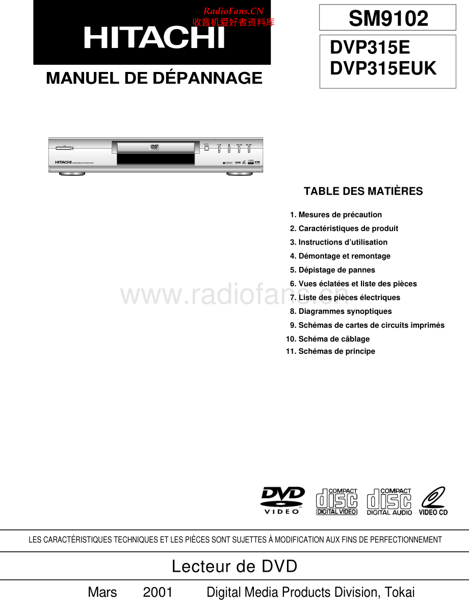 Hitachi-DVP315E-cd-sm 维修电路原理图.pdf_第1页