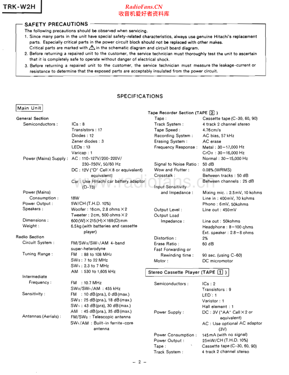 Hitachi-TRKW2H-pr-sm 维修电路原理图.pdf_第2页