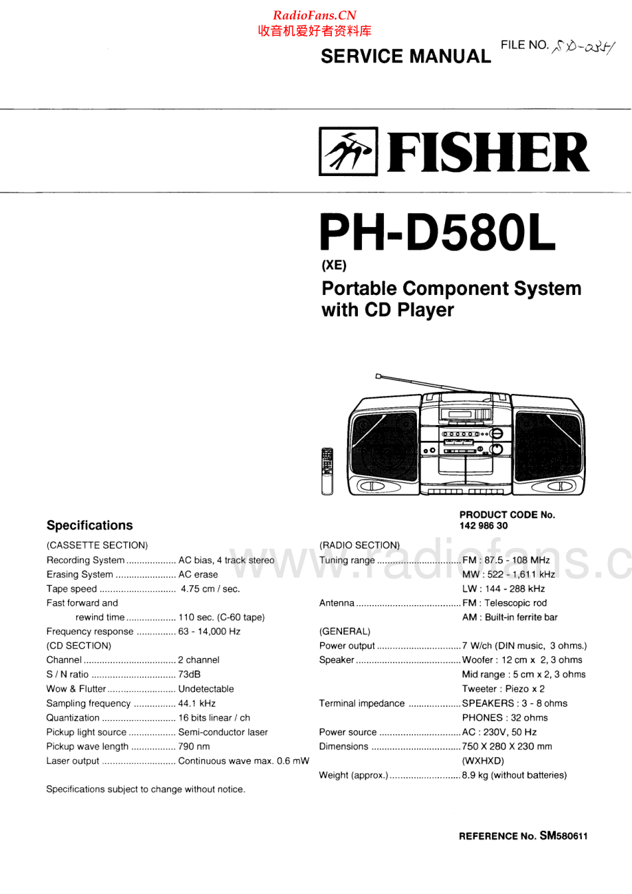 Fisher-PHD580L-cd-sm维修电路原理图.pdf_第1页
