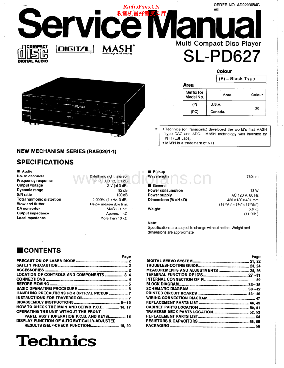 Technics-SLPD627-cd-sm 维修电路原理图.pdf_第1页