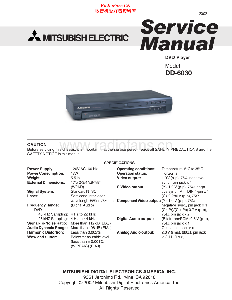 Mitsubishi-DD6030-dvd-sm 维修电路原理图.pdf_第1页