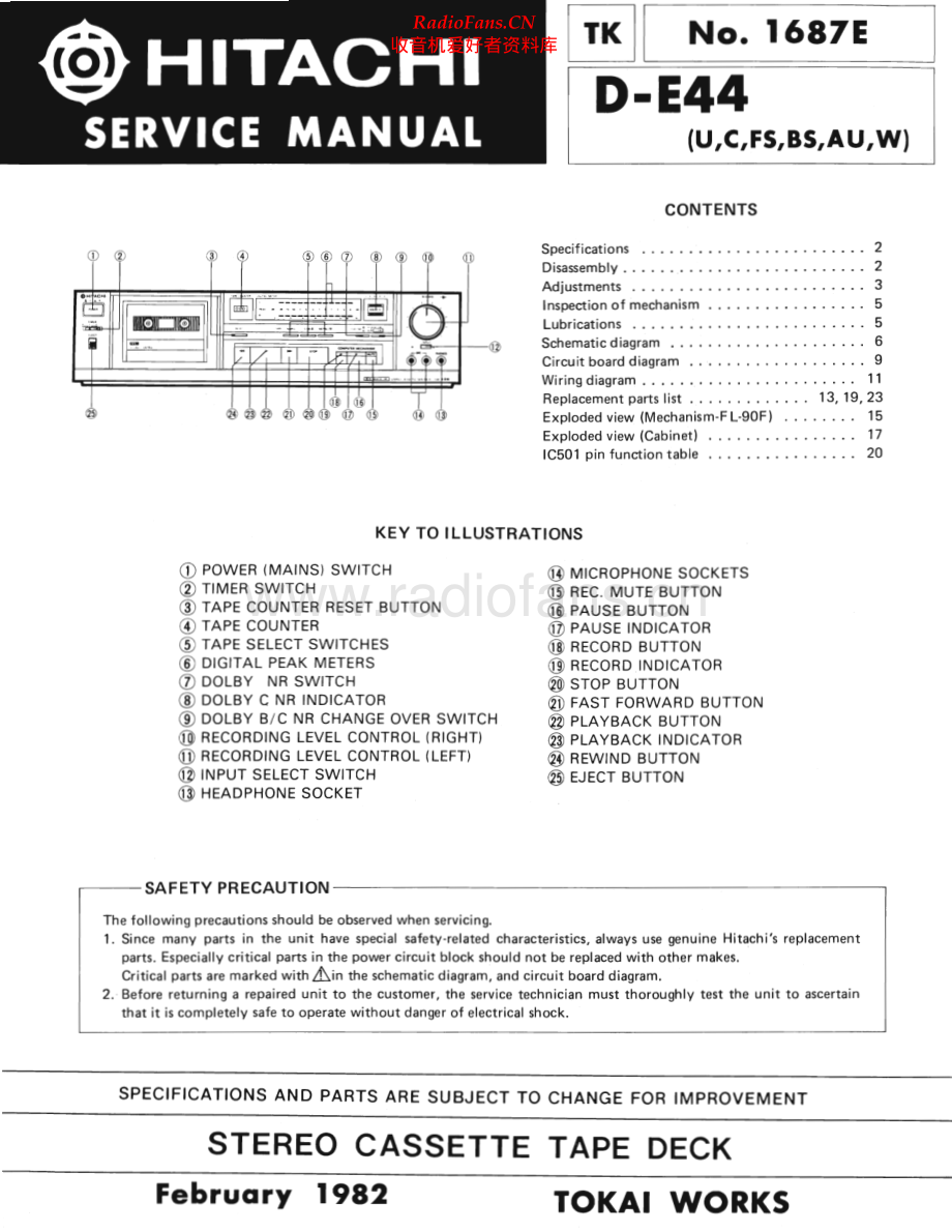 Hitachi-DE44-tape-sm 维修电路原理图.pdf_第1页