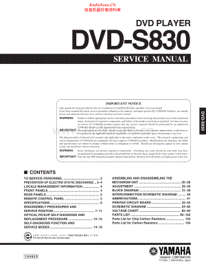 Yamaha-DVDS830-dvd-sm 维修电路原理图.pdf