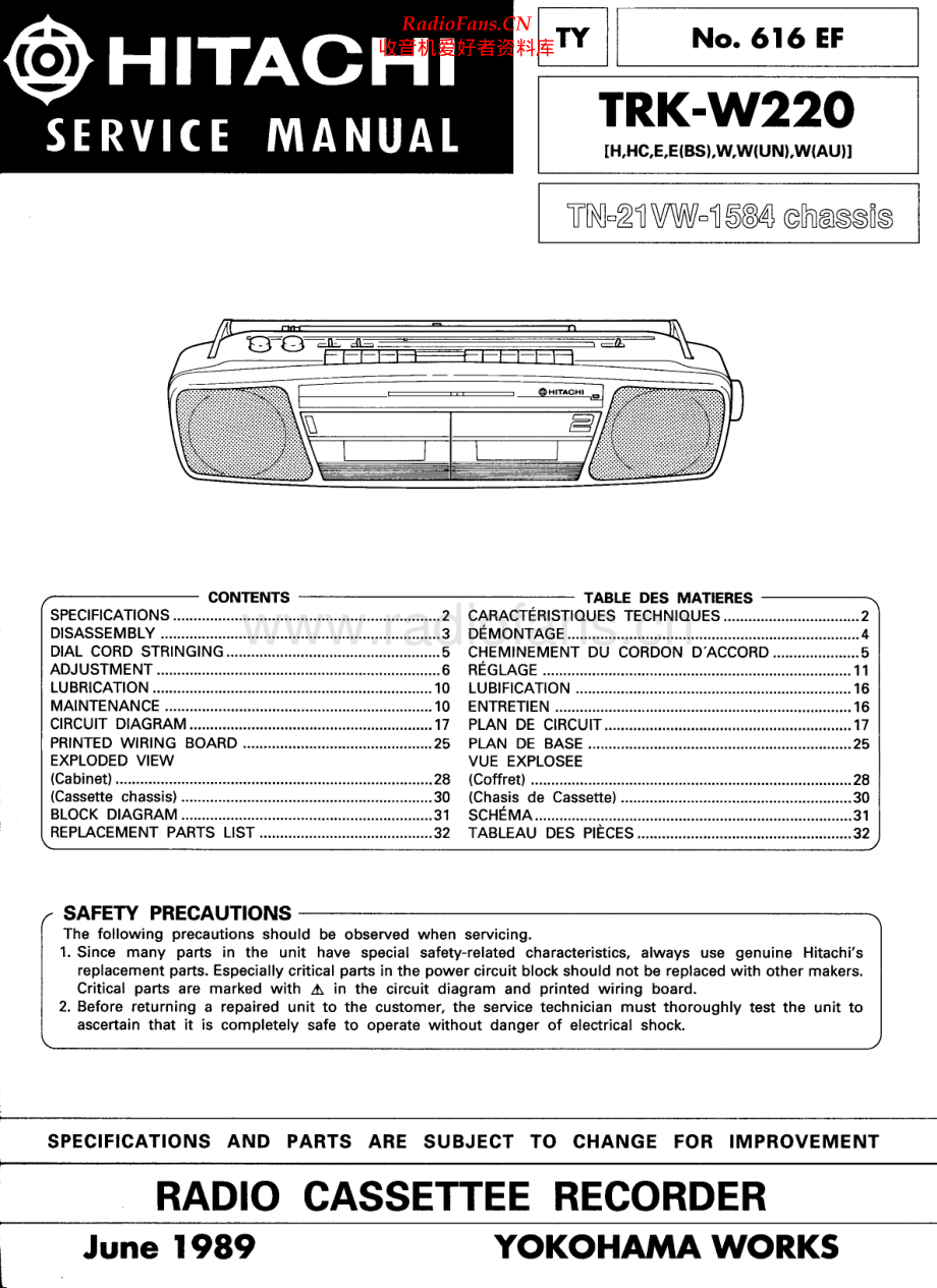 Hitachi-TRKW220-pr-sm 维修电路原理图.pdf_第1页
