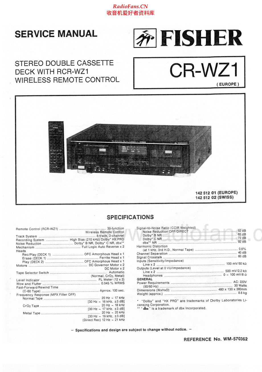 Fisher-CRWZ1-tape-sm维修电路原理图.pdf_第1页