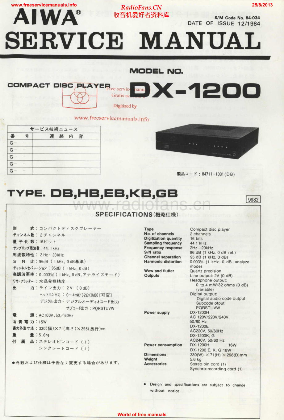 Aiwa-DX1200-cd-sm维修电路原理图.pdf_第1页