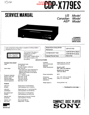 Sony-CDPX779ES-cd-sm 维修电路原理图.pdf