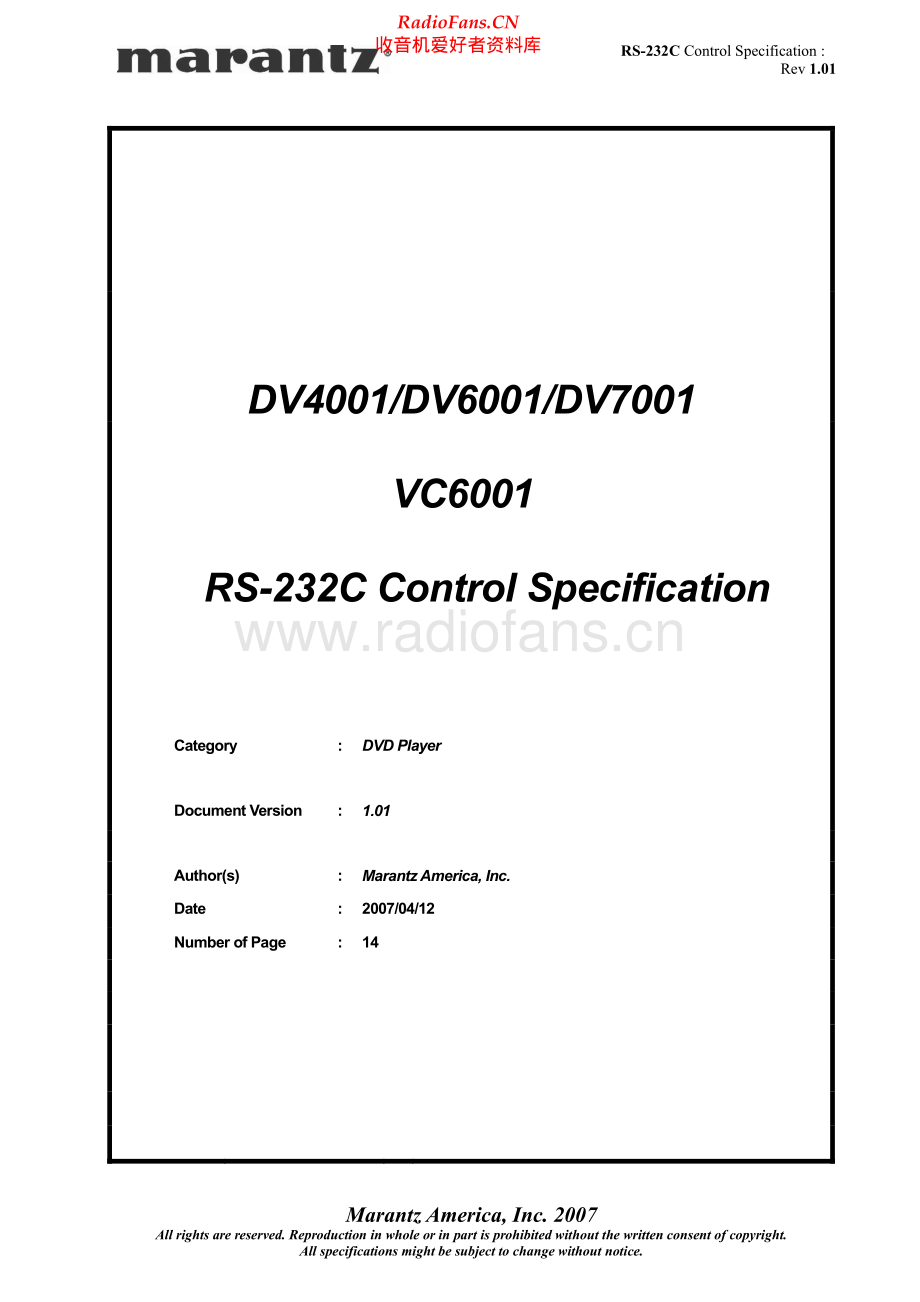 Marantz-DV6001-rs232-cs 维修电路原理图.pdf_第1页