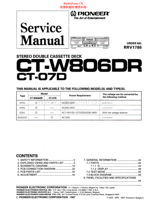 Pioneer-CTW806DR-tape-sm 维修电路原理图.pdf