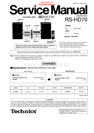 Technics-RSHD70-tape-sm 维修电路原理图.pdf
