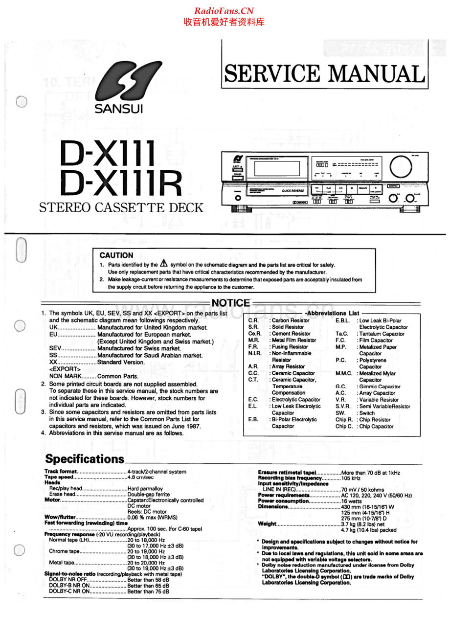 Sansui-DX111R-tape-sm 维修电路原理图.pdf_第1页