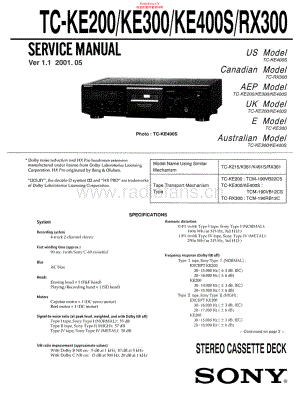 Sony-TCRX300-tape-sm 维修电路原理图.pdf