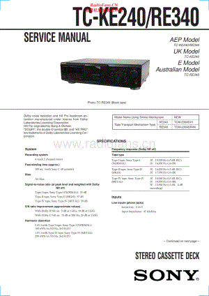 Sony-TCRE340-tape-sm 维修电路原理图.pdf