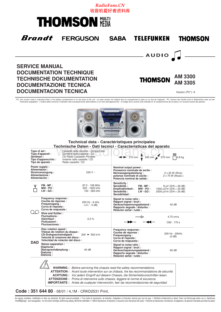 Thomson-AM3300-cs-sm 维修电路原理图.pdf_第1页