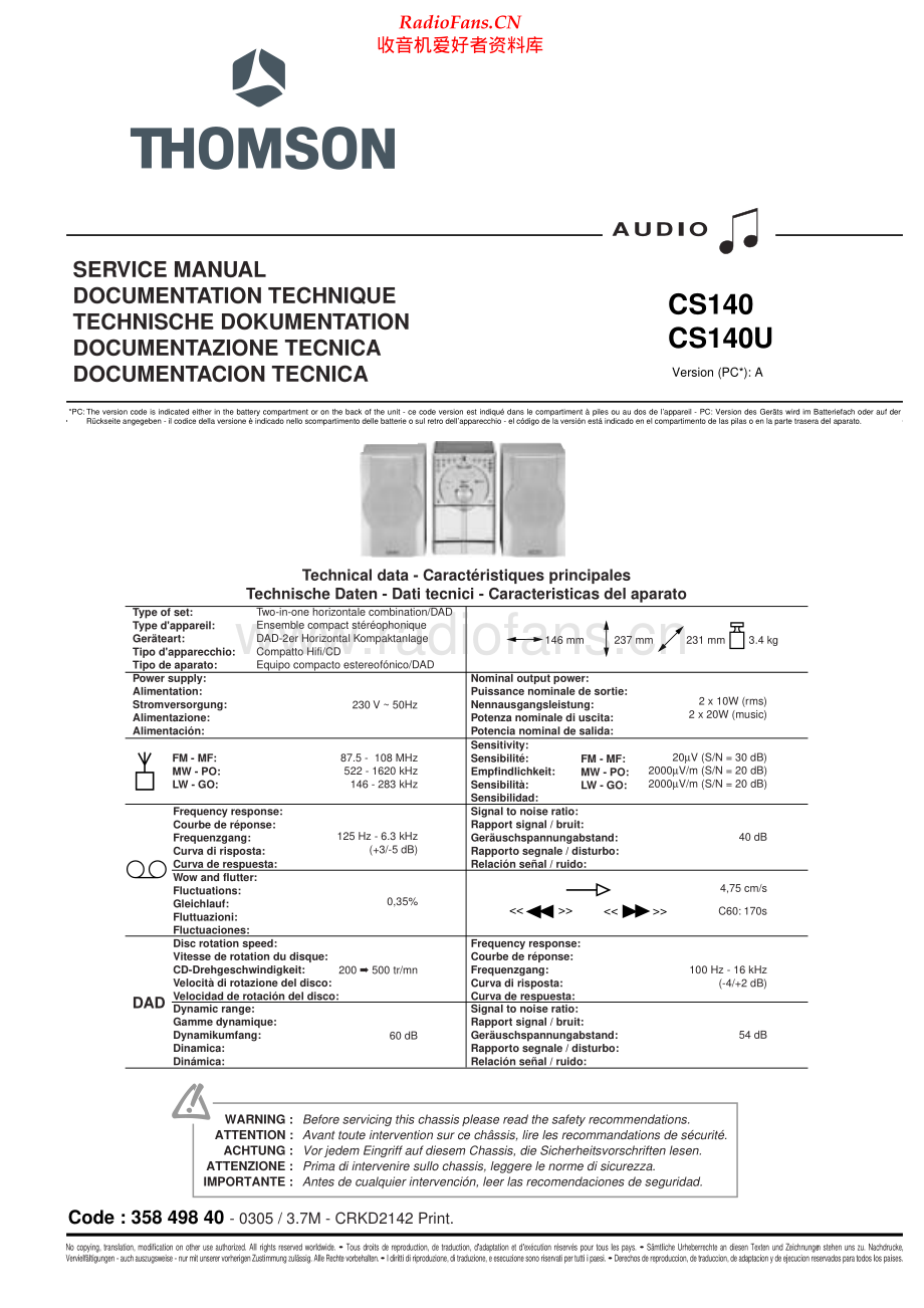 Thomson-CS140-cs-sm 维修电路原理图.pdf_第1页