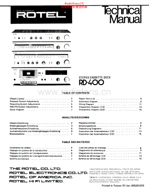 Rotel-RD400-tape-sm 维修电路原理图.pdf