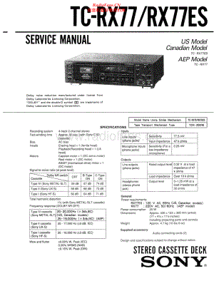 Sony-TCRX77-tape-sm 维修电路原理图.pdf