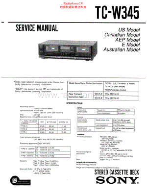 Sony-TCW345-tape-sm 维修电路原理图.pdf