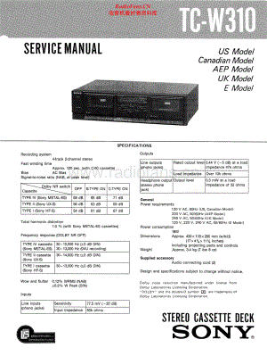 Sony-TCW310-tape-sm 维修电路原理图.pdf