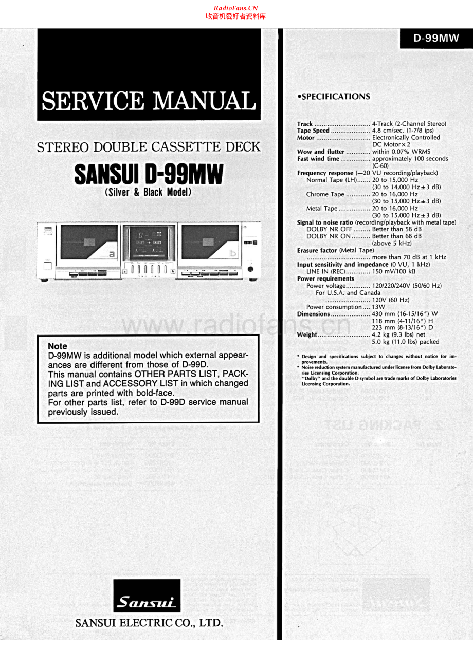 Sansui-D99MW-tape-sm 维修电路原理图.pdf_第1页