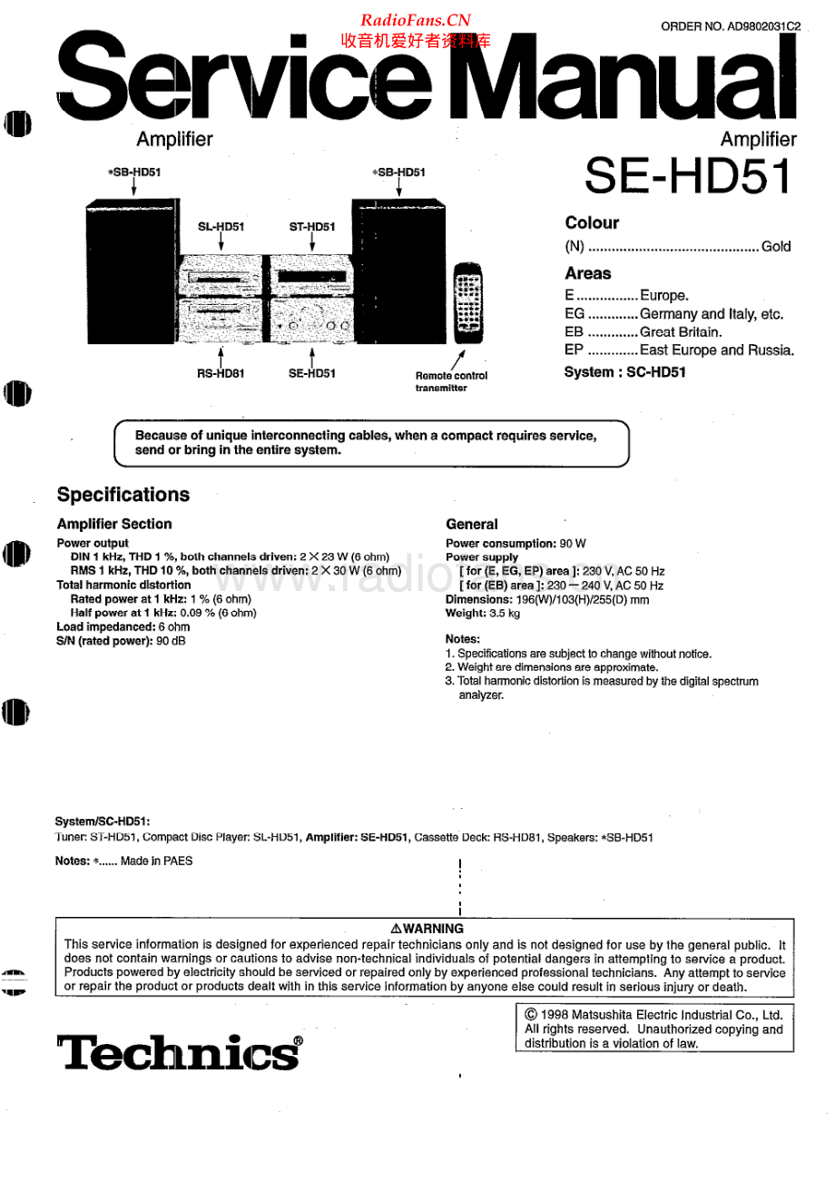 Technics-SEHD51-cs-sm 维修电路原理图.pdf_第1页