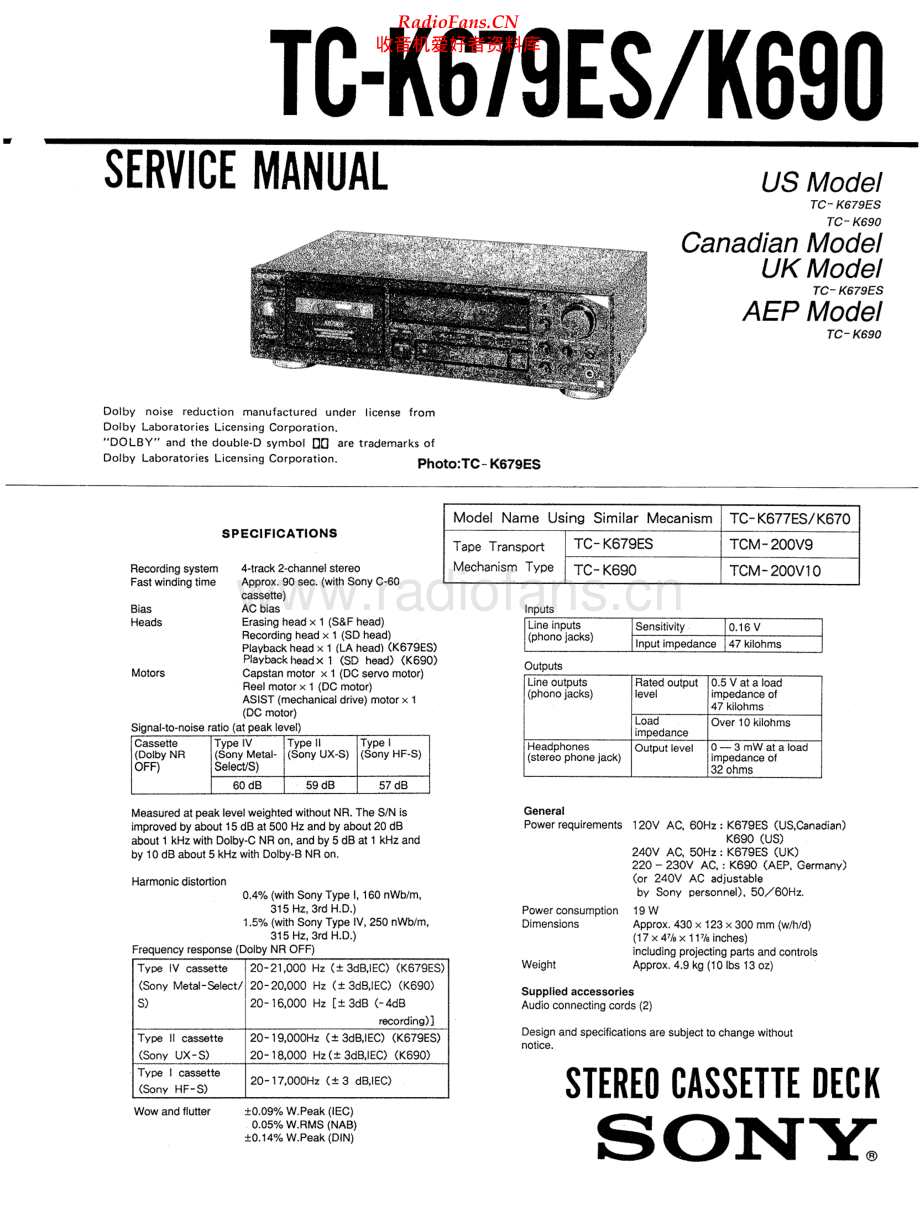 Sony-TCK679ES-tape-sm 维修电路原理图.pdf_第1页