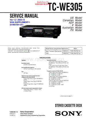 Sony-TCWE305-tape-sm 维修电路原理图.pdf