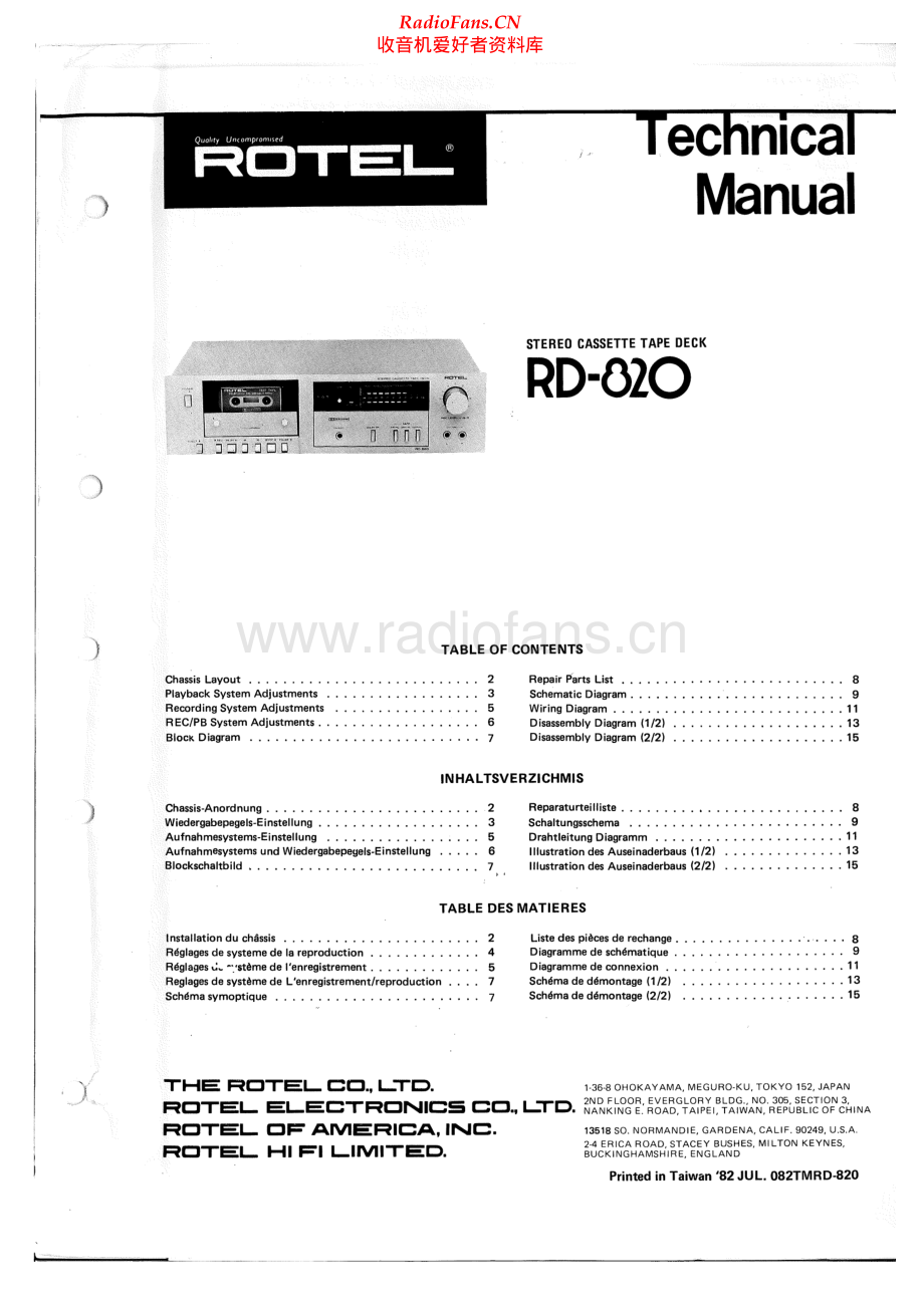 Rotel-RD820-tape-sm 维修电路原理图.pdf_第1页