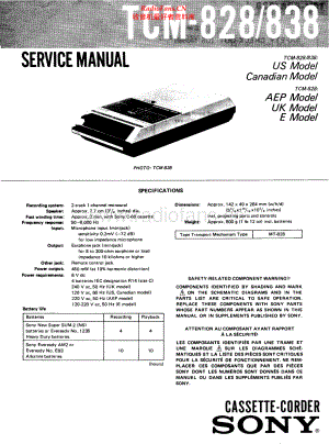 Sony-TCM828-tape-sm 维修电路原理图.pdf