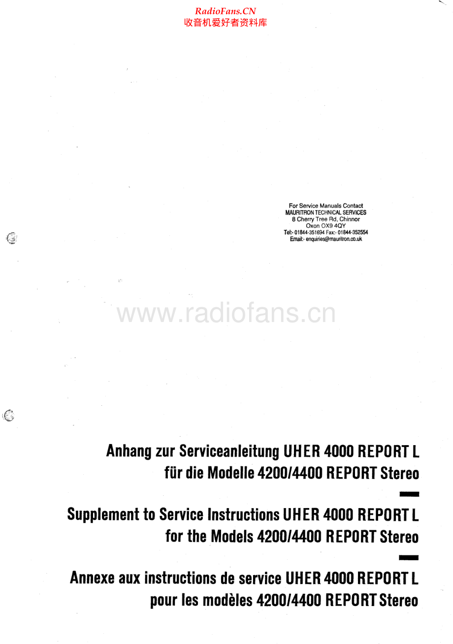 Uher-4200ReportStereo-tape-sup 维修电路原理图.pdf_第1页