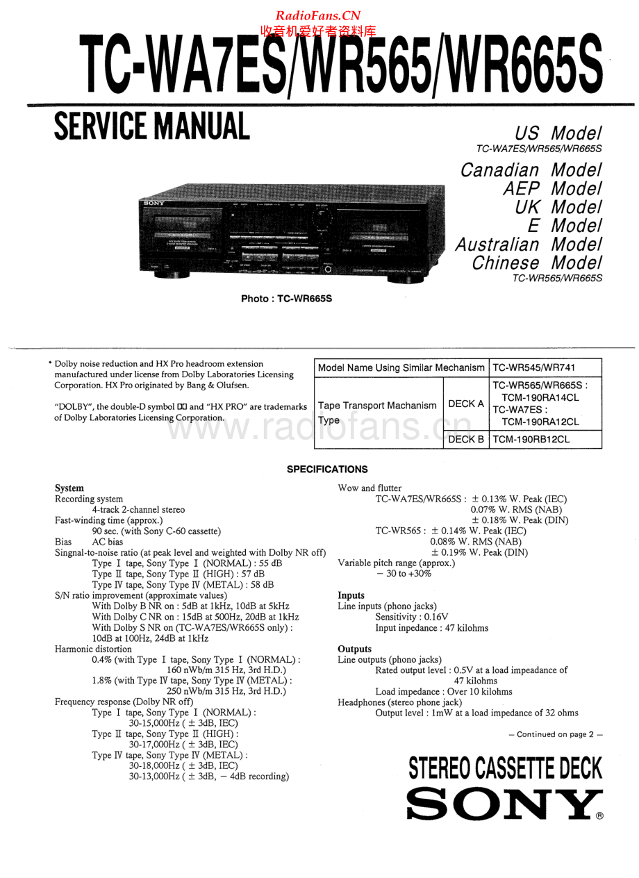 Sony-TCWR565-tape-sm 维修电路原理图.pdf_第1页