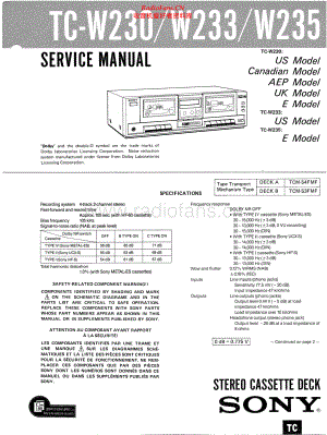 Sony-TCW235-tape-sm 维修电路原理图.pdf