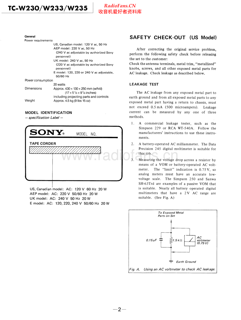 Sony-TCW235-tape-sm 维修电路原理图.pdf_第2页