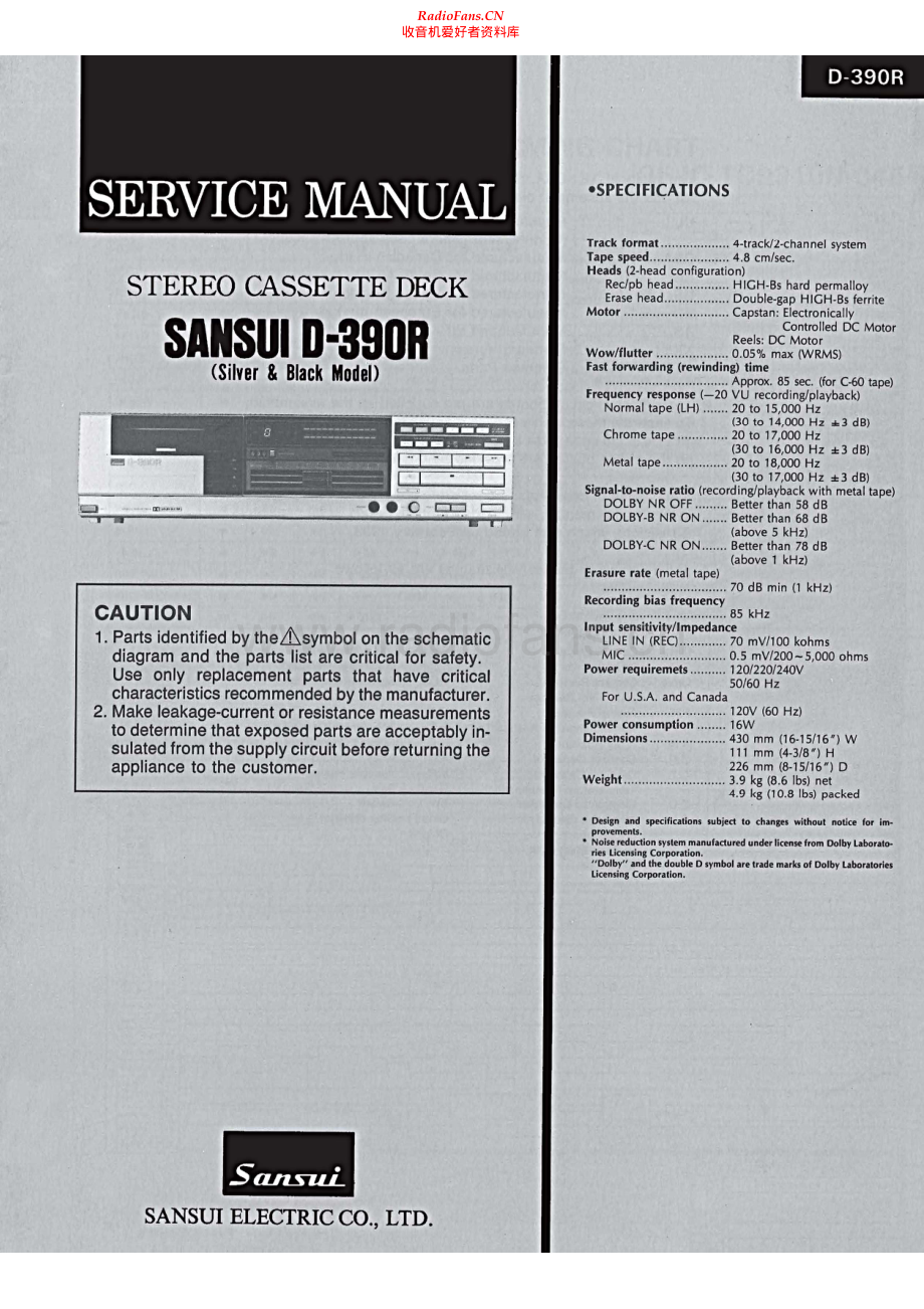 Sansui-D390R-tape-sm 维修电路原理图.pdf_第1页