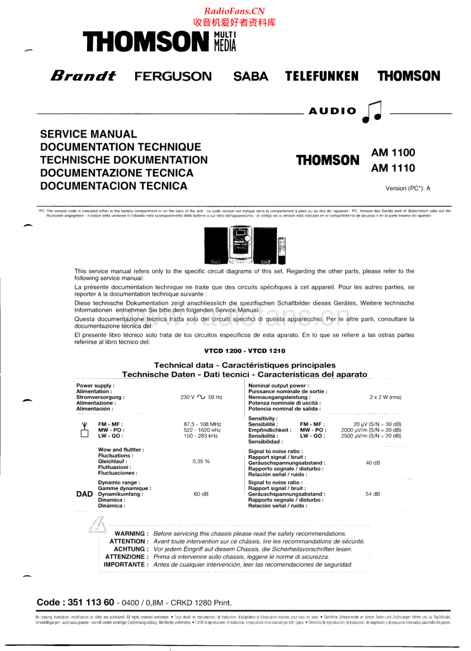 Thomson-AM1110-cs-sm 维修电路原理图.pdf_第1页