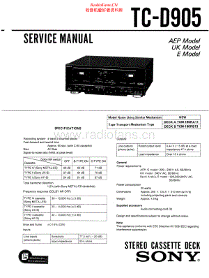 Sony-TCD905-tape-sm 维修电路原理图.pdf
